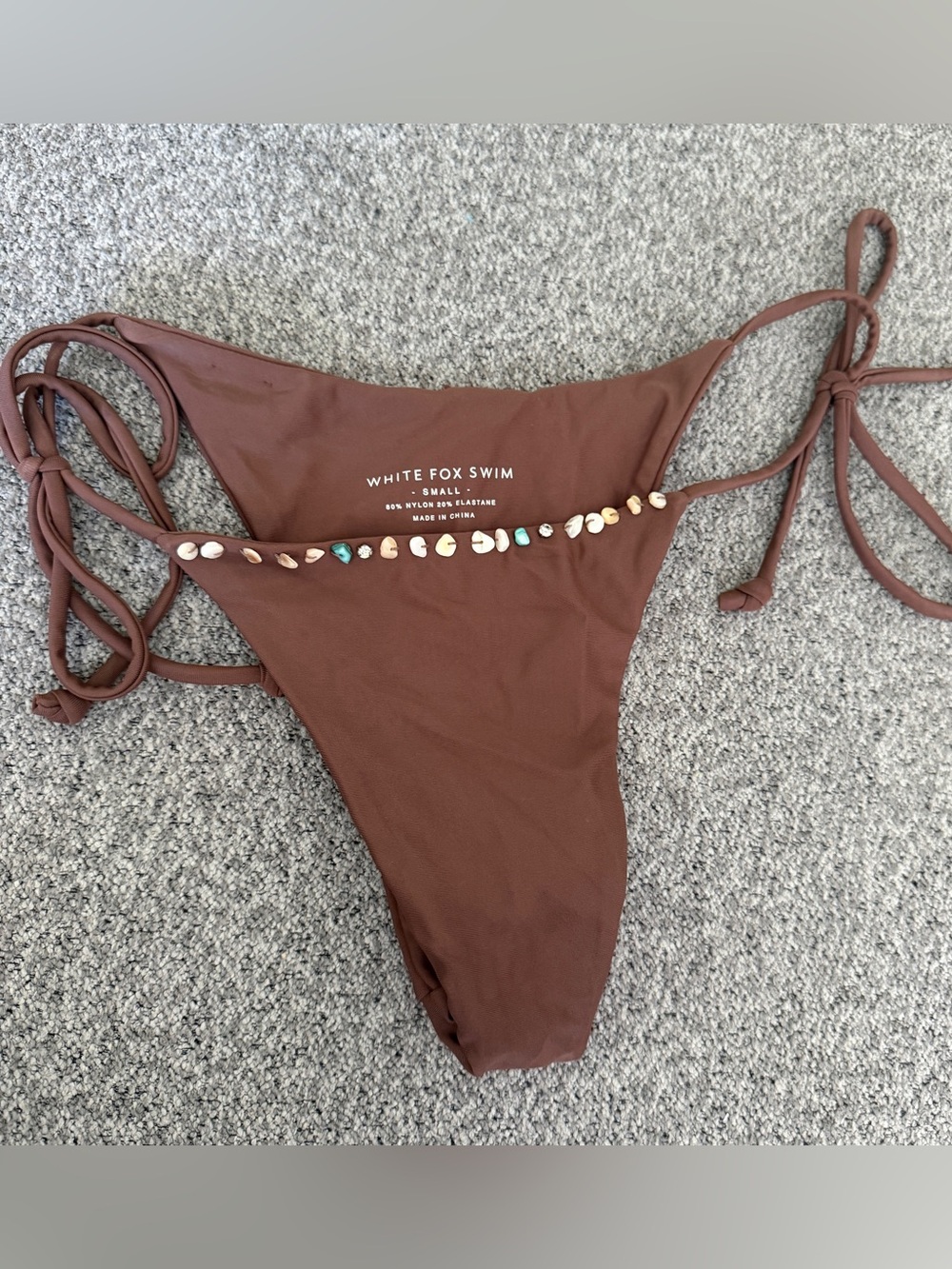 White Fox Thalia Beaded Bottoms Toasted Coconut Size Small - Picture 3 of 5